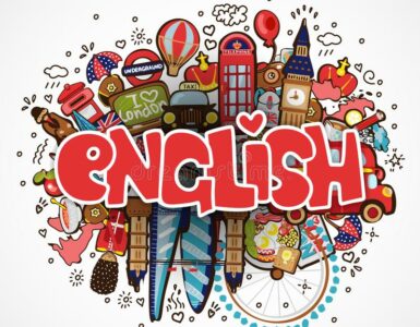 The word English with graphics